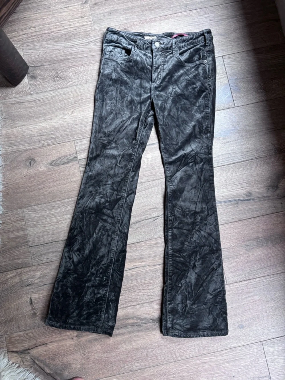 Pilcro Velvet Demi Lune Bootcut Pants Size 29 Green Gray Stretch Anthropologie - Picture 2 of 16